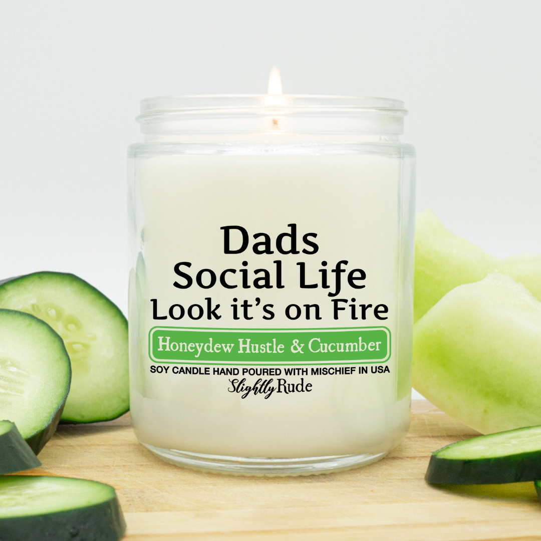 Dads Social Life is on Fire - Funny Candle