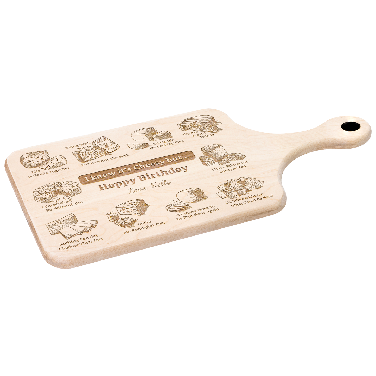 Funny Personalized Special Occasion -Cheese Charcuterie Hardwood Paddle Board