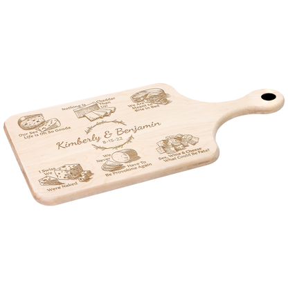 Heartfelt & Cheesy Personalized - Hardwood Paddle Charcuterie Board