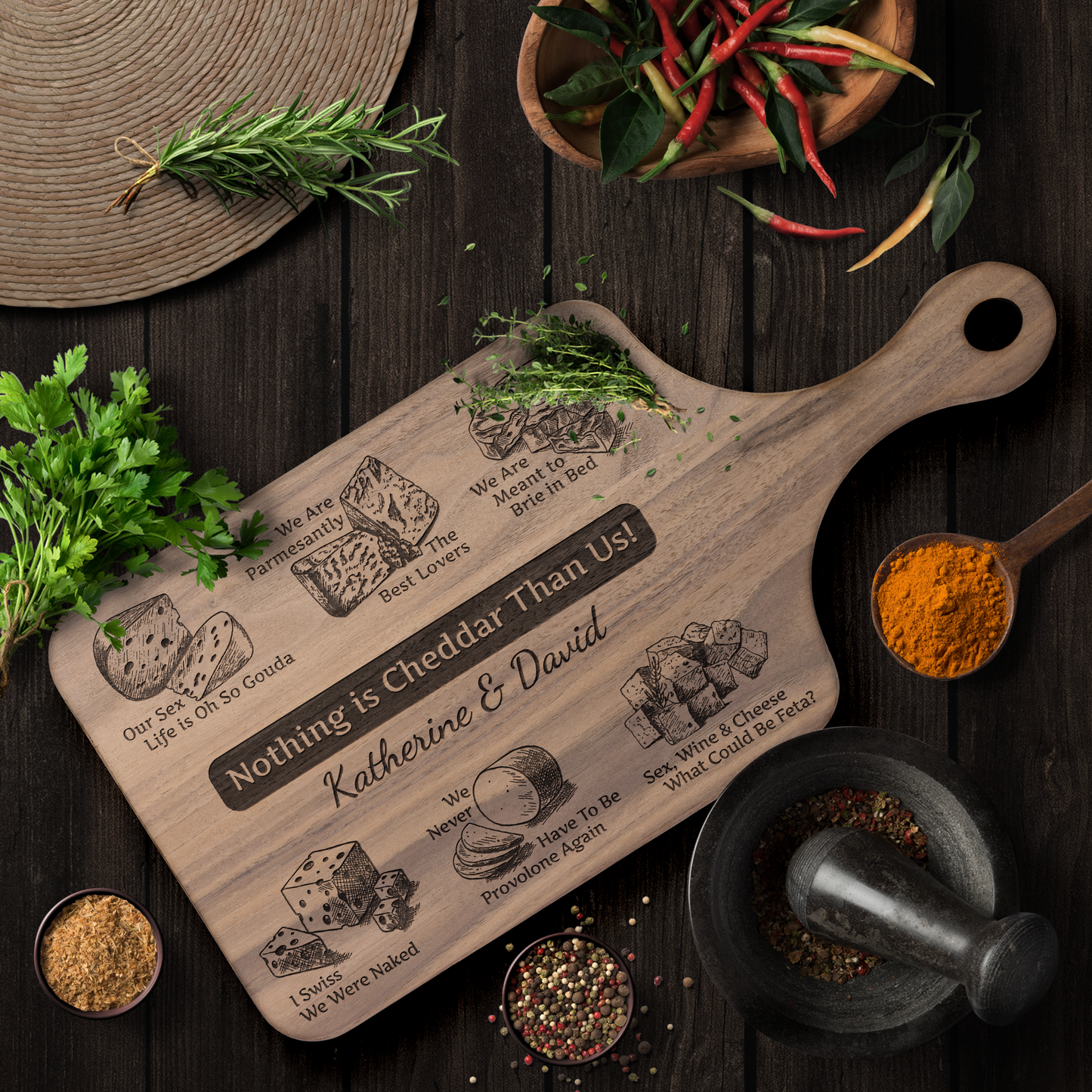 Nothing is Cheddar Than Us! - Hardwood Paddle Cutting Board