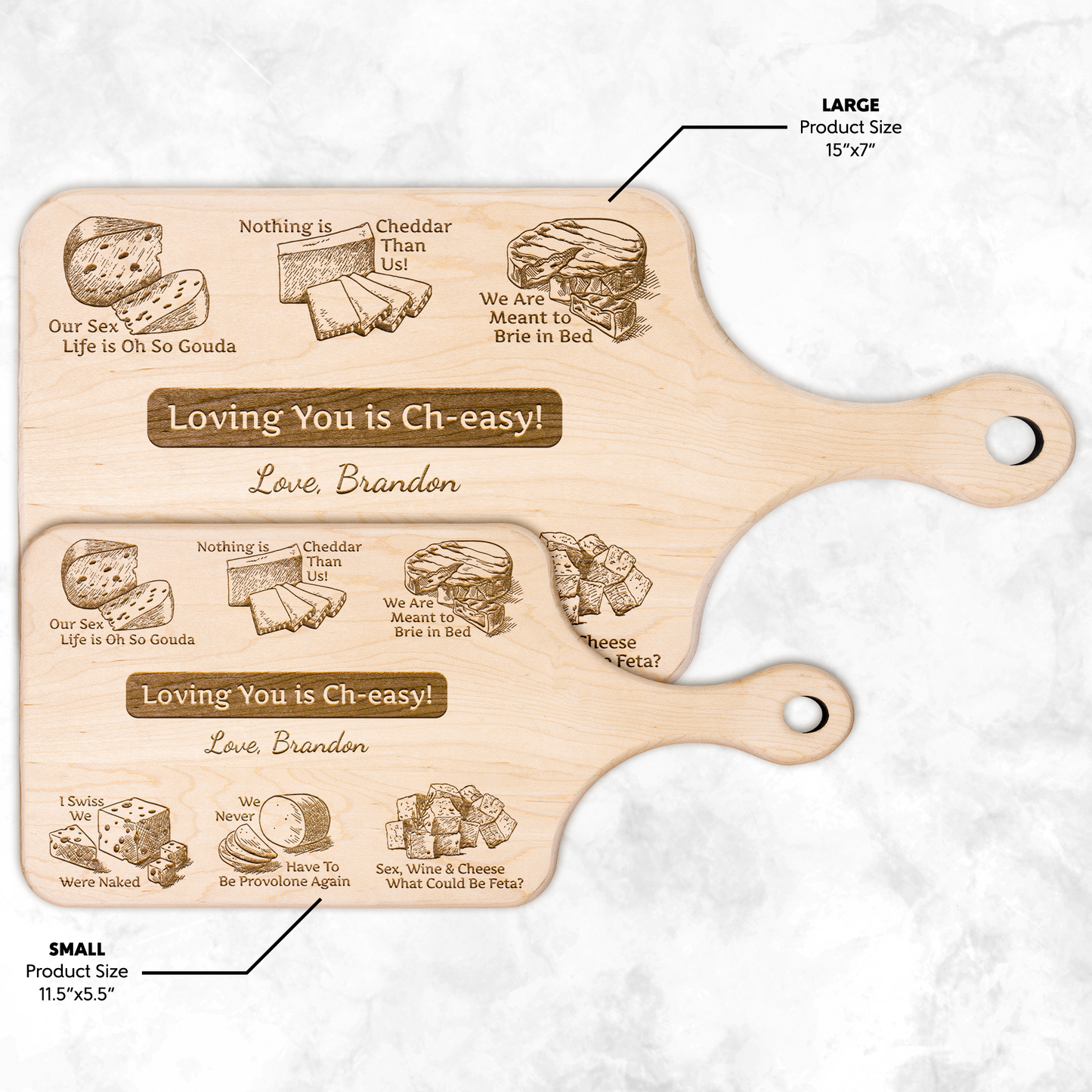 Loving You is Ch-easy! - Hardwood Paddle Charcuterie Board