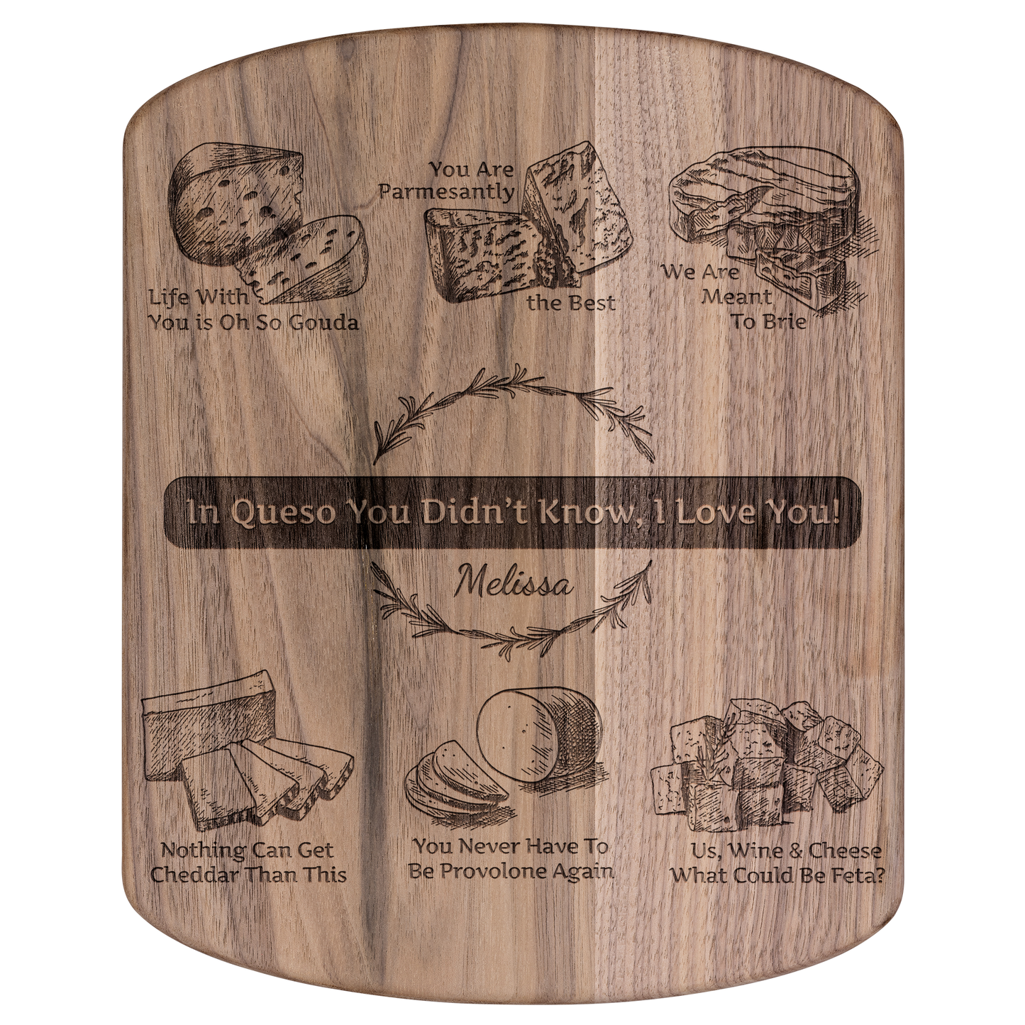 In Queso You Didn't Know, I Love You! - Funny Hardwood Oval Cutting Board