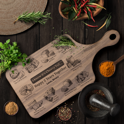 Sexy Personalized Hardwood Paddle - Cheese Charcuterie Board