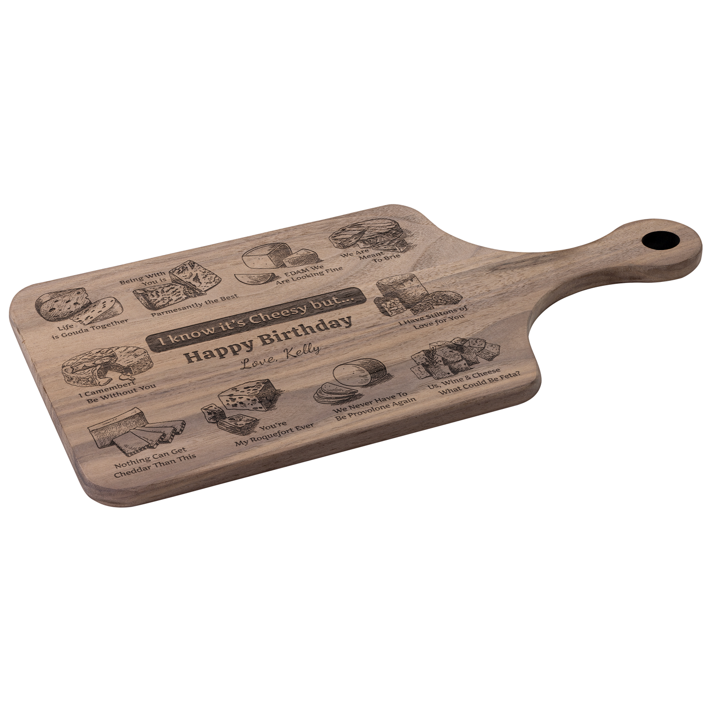 Funny Personalized Special Occasion -Cheese Charcuterie Hardwood Paddle Board