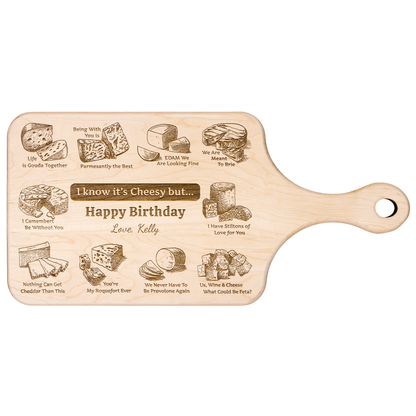 Funny Personalized Special Occasion -Cheese Charcuterie Hardwood Paddle Board