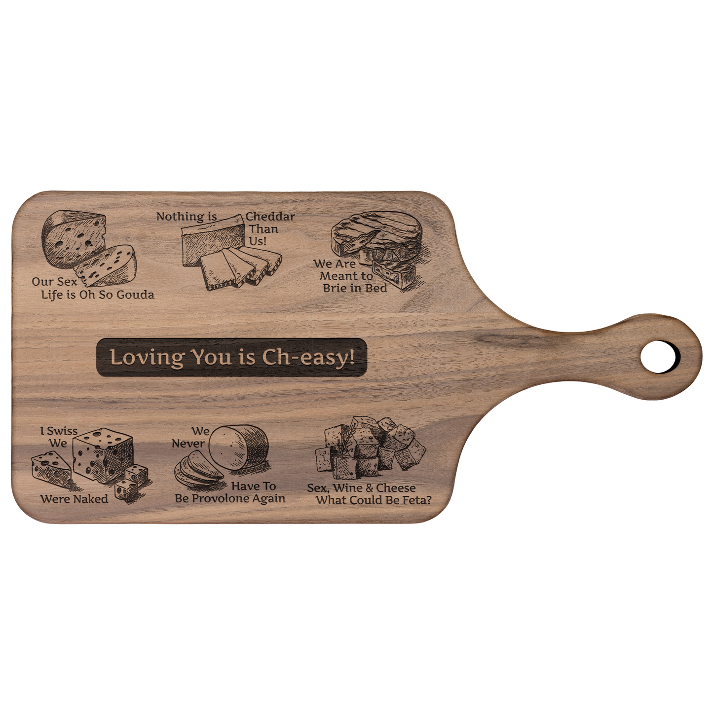 Loving You is Ch-easy! - Hardwood Paddle Charcuterie Board