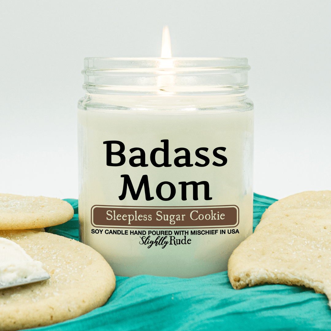 Badass Mom - Funny Candle Candles Slightly Rude Sleepless Sugar Cookie 