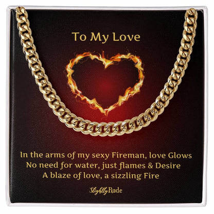 Flames of Desire - Cuban Chain Necklace Jewelry ShineOn Fulfillment 14K Yellow Gold Finish Standard Box 