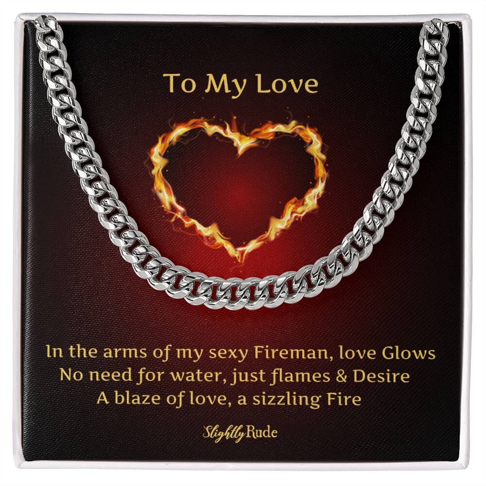 Flames of Desire - Cuban Chain Necklace Jewelry ShineOn Fulfillment Stainless Steel Standard Box 