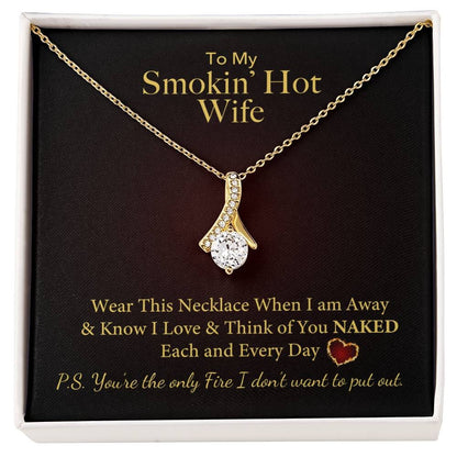 Smokin Hot Wife I Love and Think of You Naked You're The Fire Necklace Jewelry ShineOn Fulfillment 18K Yellow Gold Finish Standard Box 
