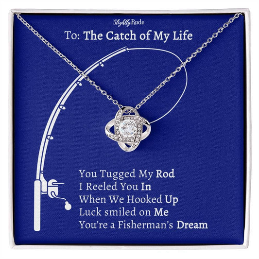 Catch of My Life - Love Knot Necklace Jewelry ShineOn Fulfillment 14K White Gold Finish Standard Box 