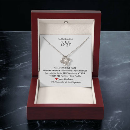 To My Beautiful Wife, You Are My Soul Mate Message P.S. Thanks for All the Orgasms Necklace