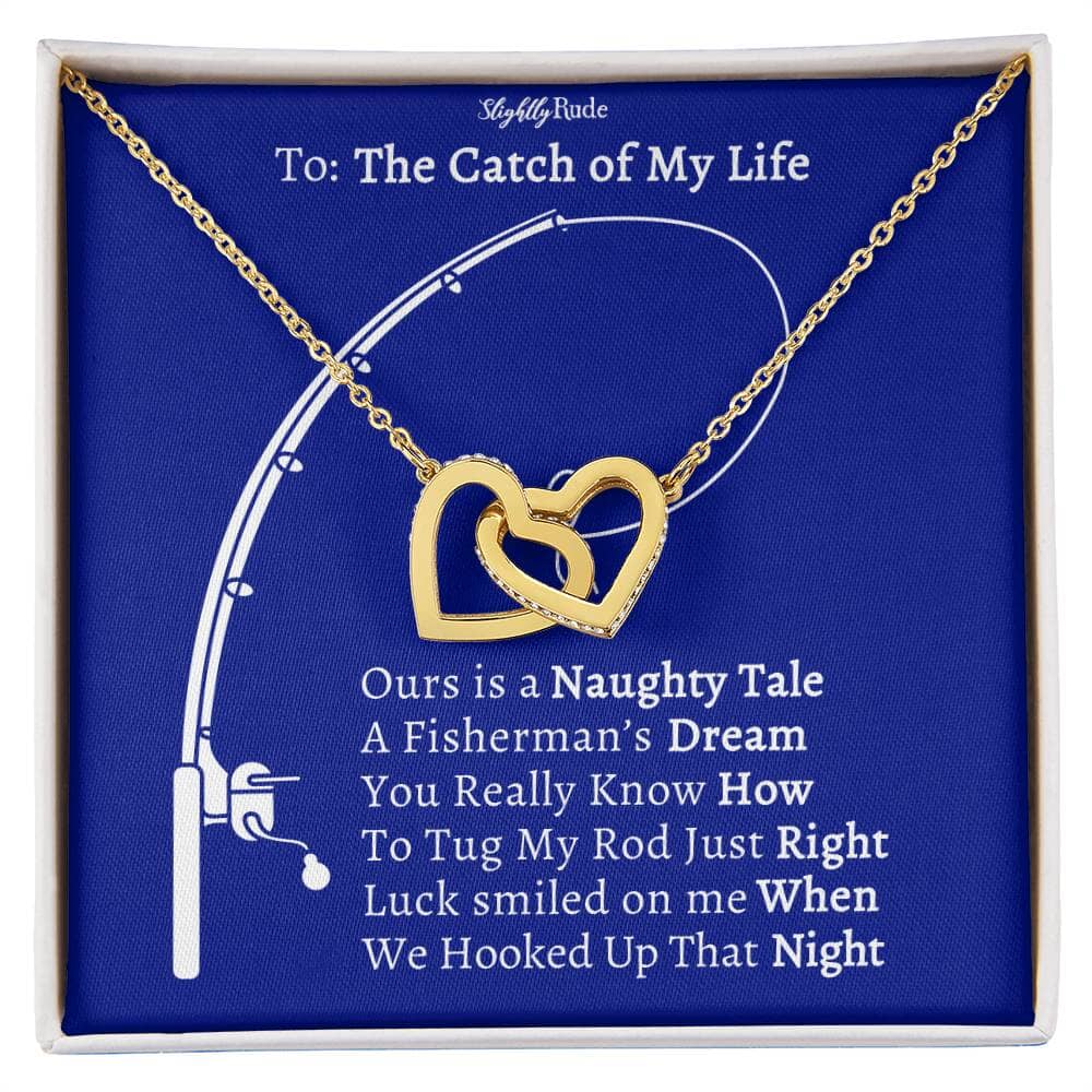 Naughty Fisherman In Love - Interlocking Hearts Jewelry ShineOn Fulfillment 18K Yellow Gold Finish Standard Box 