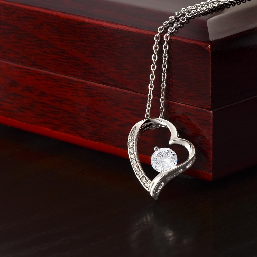 Forever Love Heart Necklace Jewelry ShineOn Fulfillment 14k White Gold Finish Luxury Box 