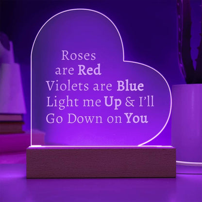 Roses Are Red....I'll Go Down on You - Naughty Night Light Jewelry ShineOn Fulfillment Wood LED Base with Cord 