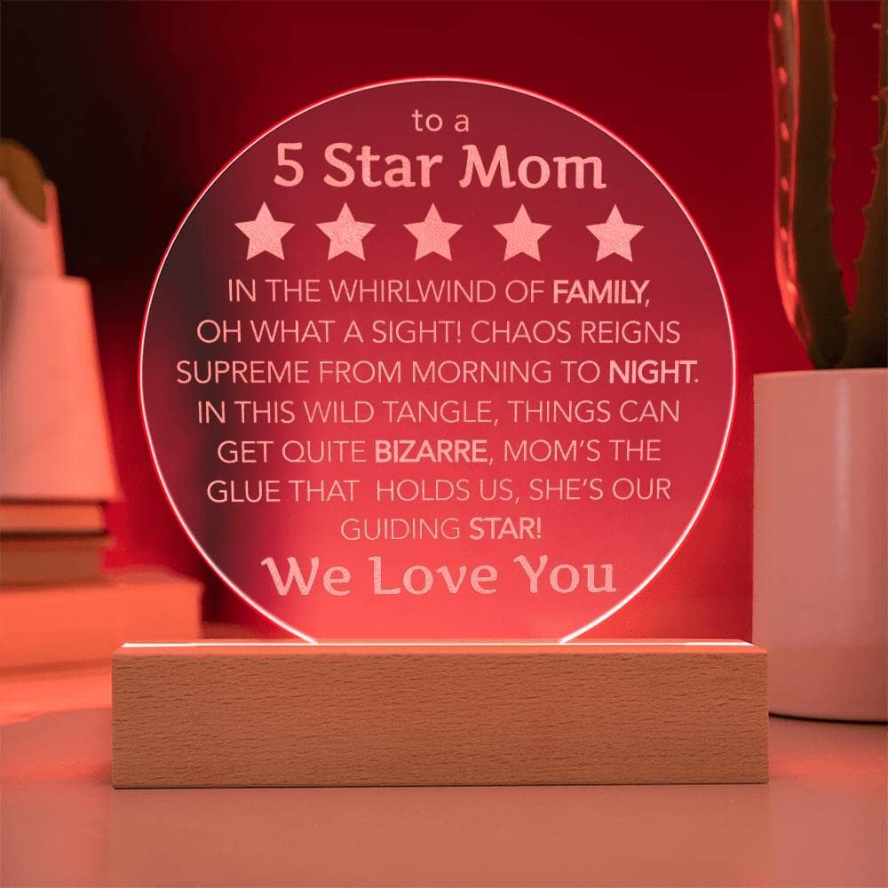 5 Star Mom Engraved LED Light Up Light Slightly Rude