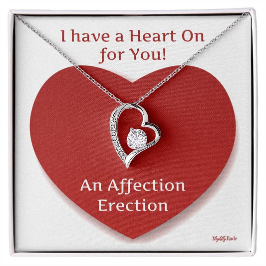 I Have a Heart On for You, an Affection Erection - Necklace Jewelry ShineOn Fulfillment 14k White Gold Finish Standard Box 