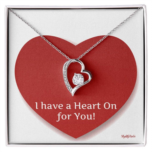 I Have a Heart On for You - Necklace Jewelry ShineOn Fulfillment 14k White Gold Finish Standard Box 