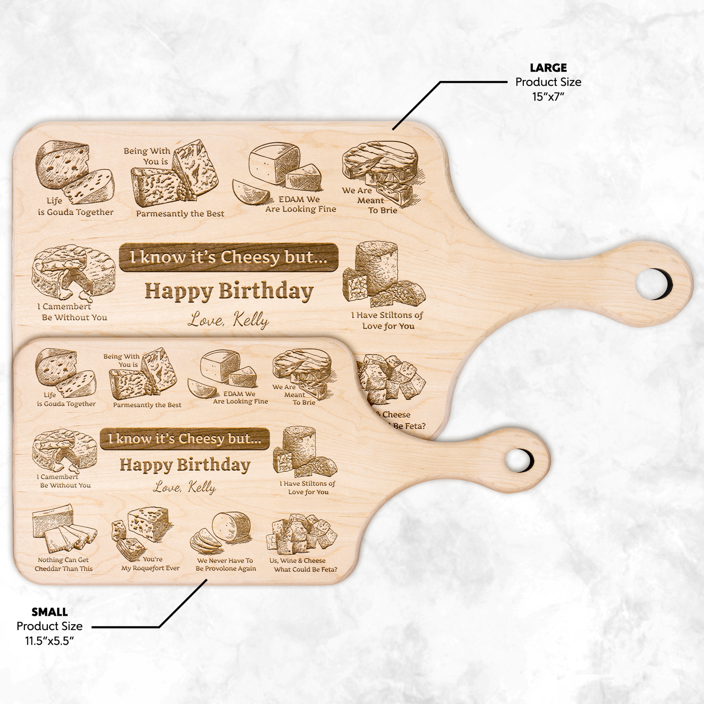 Funny Personalized Special Occasion -Cheese Charcuterie Hardwood Paddle Board