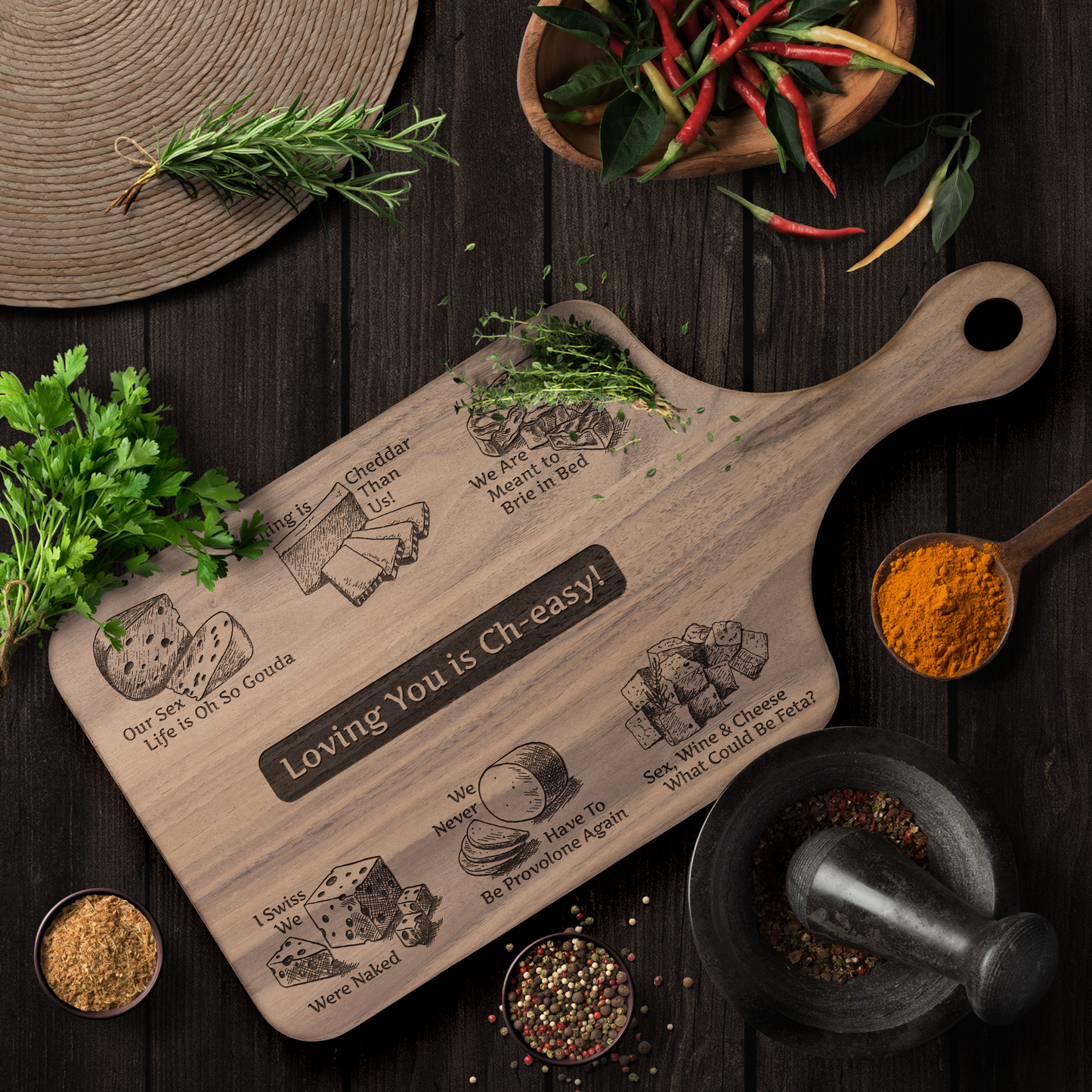 Loving You is Ch-easy! - Hardwood Paddle Charcuterie Board