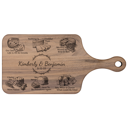 Heartfelt & Cheesy Personalized - Hardwood Paddle Charcuterie Board