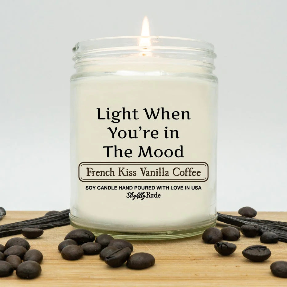 Vday - Light When You Are in the Mood - Candle Candles Slightly Rude French Kiss Vanilla Coffee 