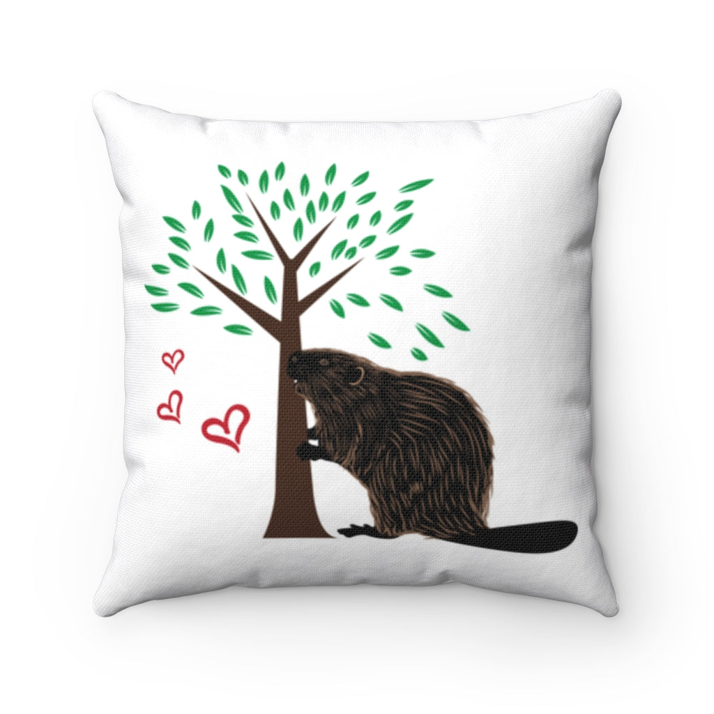 My Beaver Loves Your Wood Pillow Home Decor Printify 