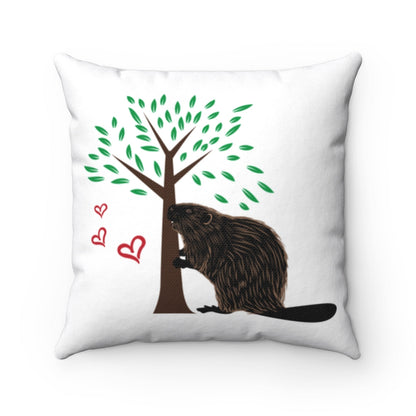 My Beaver Loves Your Wood Pillow Home Decor Printify 